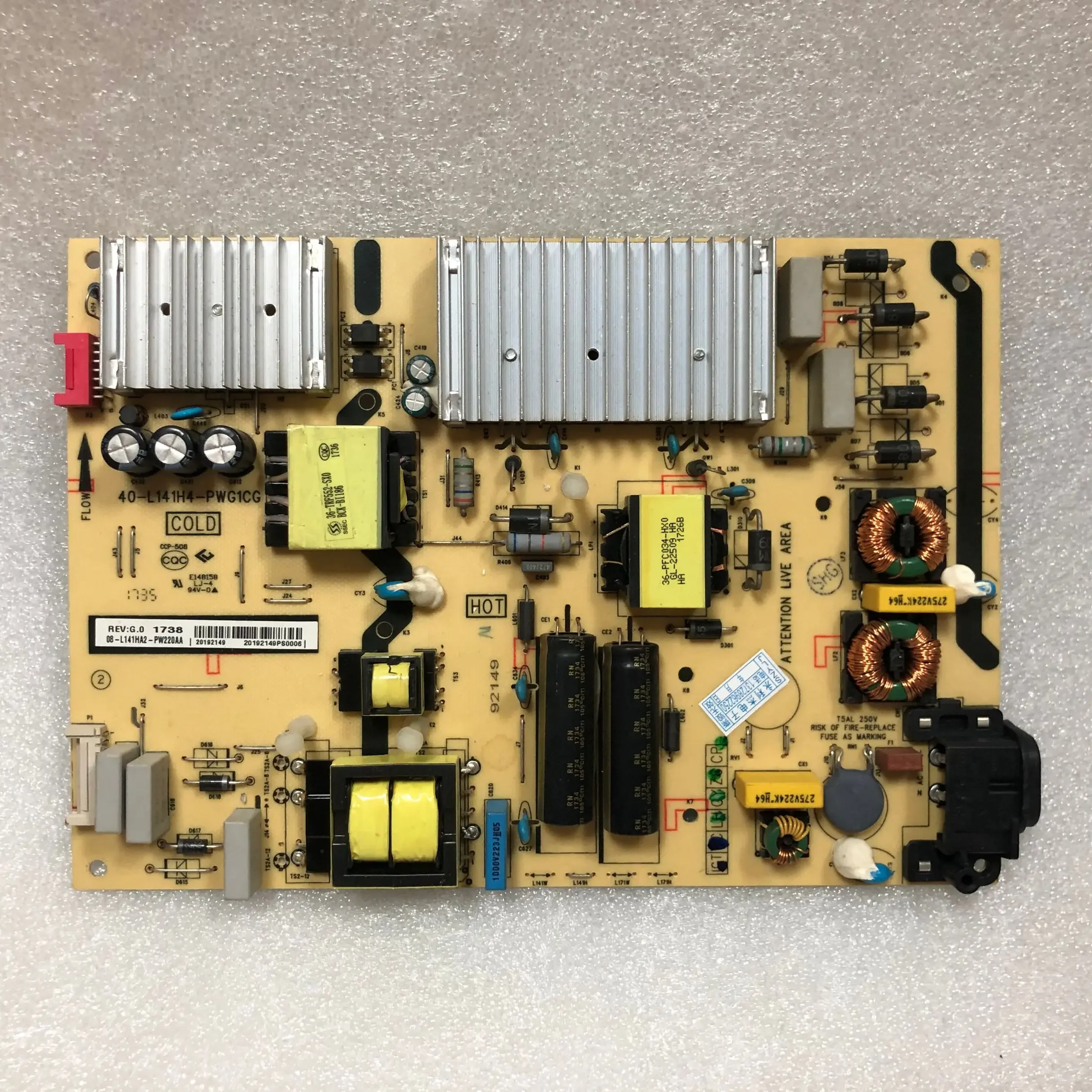 for L49P1A-F D49A620U 55N3G Power Supply Board 40-L141H4-PWG1CG 08-L141HA2