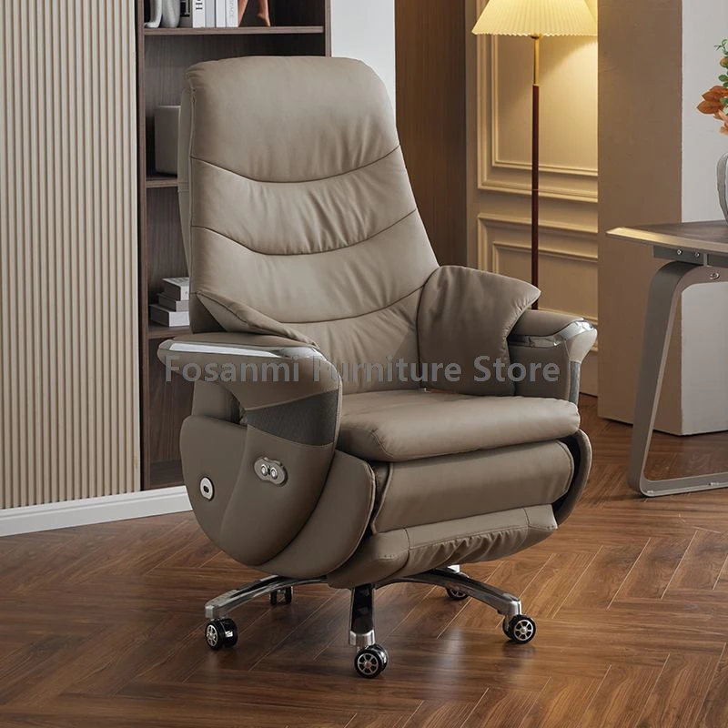 Ergonomic Executive Leather Office Chair With Swivel Seat Comfy Adjustable Backrest Angle And Height Adjustable Computer Chair