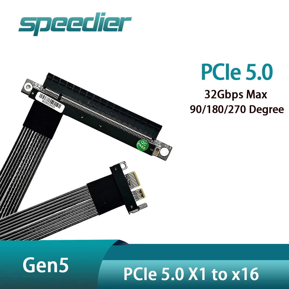 ADT PCIe 5.0 x16 to x1 Flexible Ribbon GPU Extension Cable 32Gbps Gen5  Riser Cord Support NVIDIA AMD 4.0 Graphics Card Custom