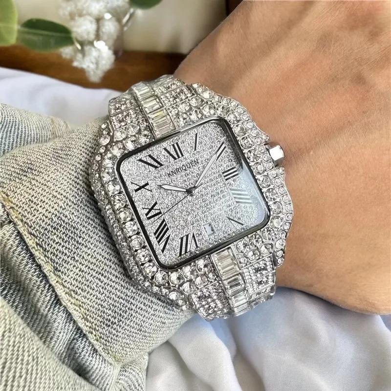 Luxury Full Diamond AAA Quartz Watches for Men Exquisite Automatic Date Daily Waterproof Multifunction High Quality Male Clocks