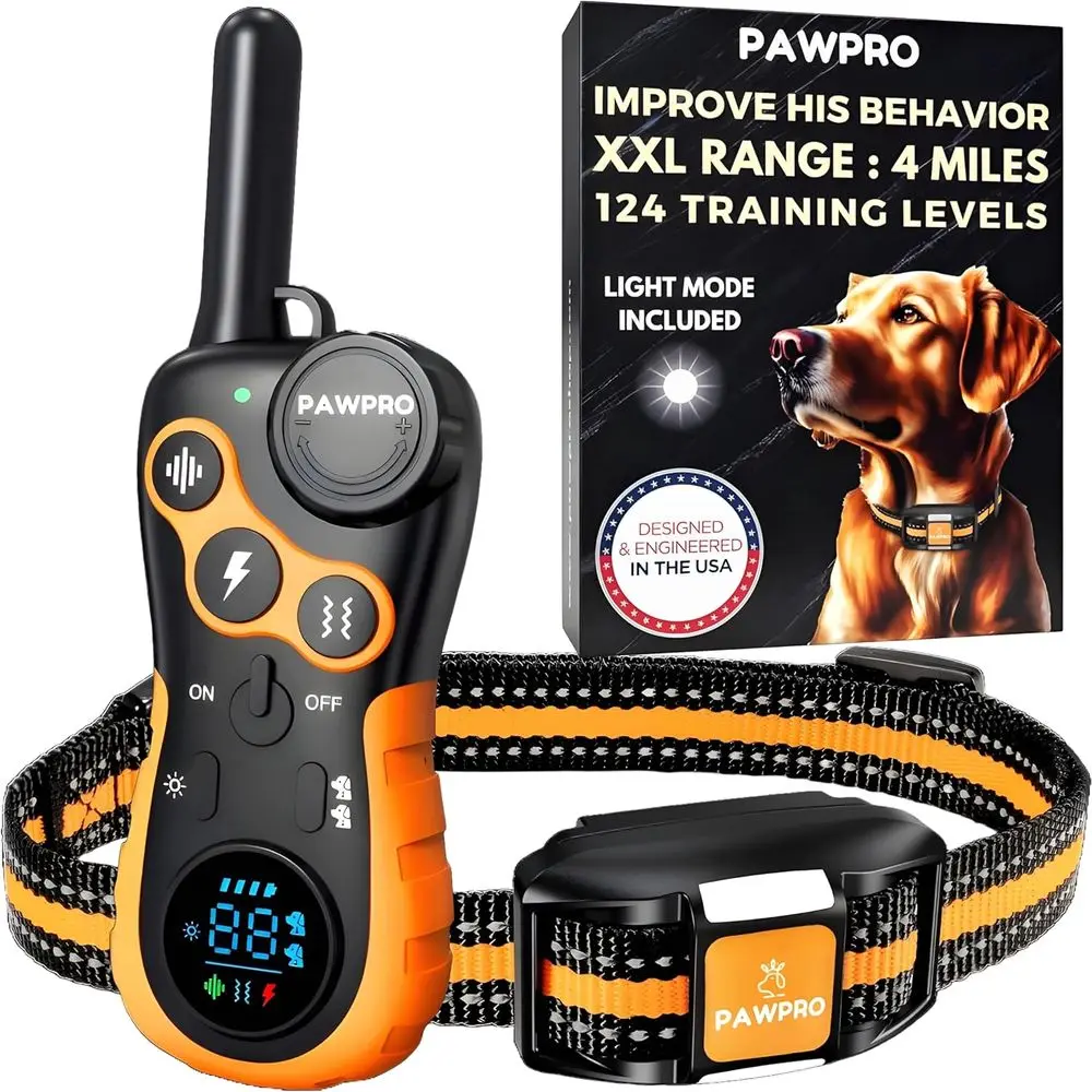 

Long-Range Remote Dog Training Collar, 124 Levels, Waterproof, Rechargeable, Suitable for All Dogs