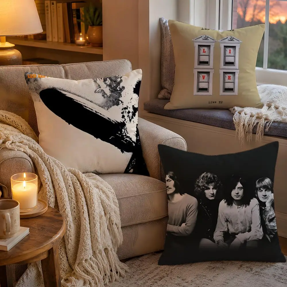 Band L-Led Z-Zeppelin Cushion Cover Soft Plush Cushion Cover Double Print And Invisible Zipper For Sofa Home Car Use