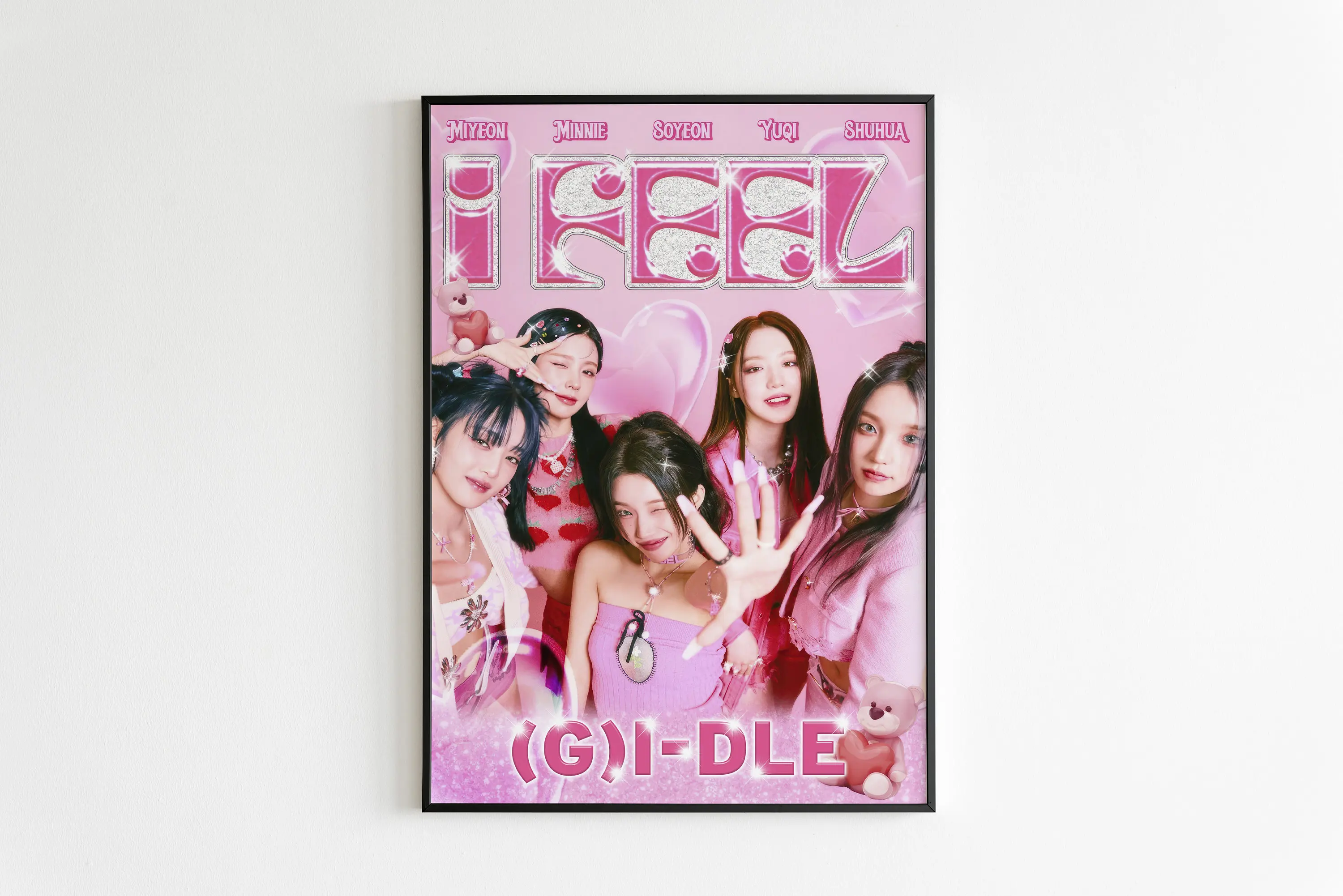 Modern Kpop Star Wall Art GIDLE I feell Canvas Print Miyeon Minnie Soyeon Yuqi Shuhua Girl's Room Dorm Decor Gift for Fans