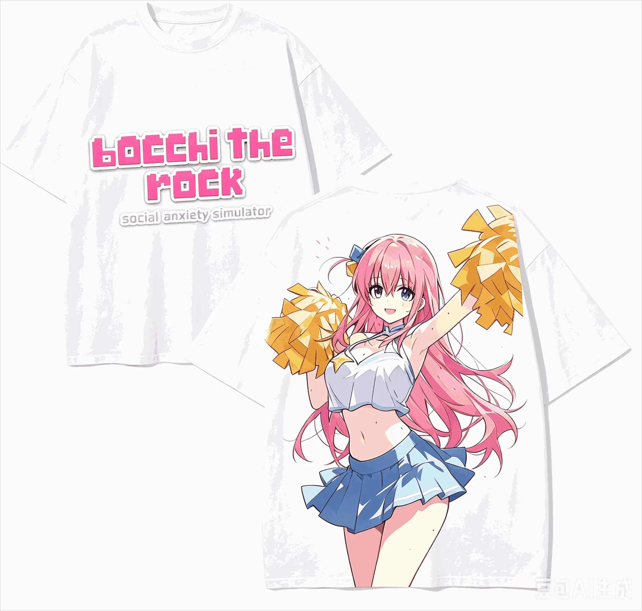 Rock Bocchi T-Shirt for Anime Fans, New Loose Pure Cotton Harajuku Style, Unisex Vintage High Street Fashion Couple Tops T-shirt