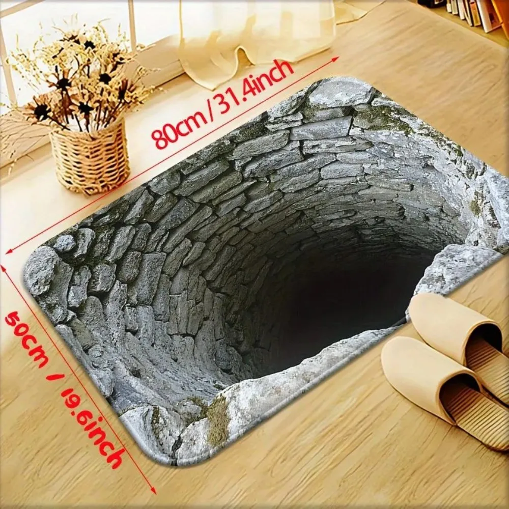 VIKAMA 3D Visual Polyester Fiber Doormat — Home Bathroom Door Water-Absorbing Anti-Slip Foot Mat, Easy-Care Home Decor Rug