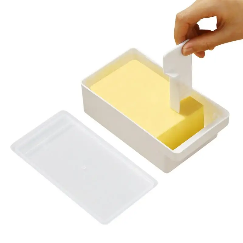 Butter Cutter Box Unbreakable Butter Dish with Clear Lid and Cutter Space-Saving and Easy Cutting Safe Butter Keeper Tray