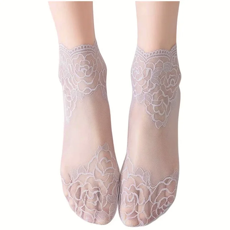 고품질 패션 Vintag 코튼 여성 레이스 양말 투명 여름 꽃 레이디 소녀 여성을위한 얇은 짧은 양말 Dropshipping