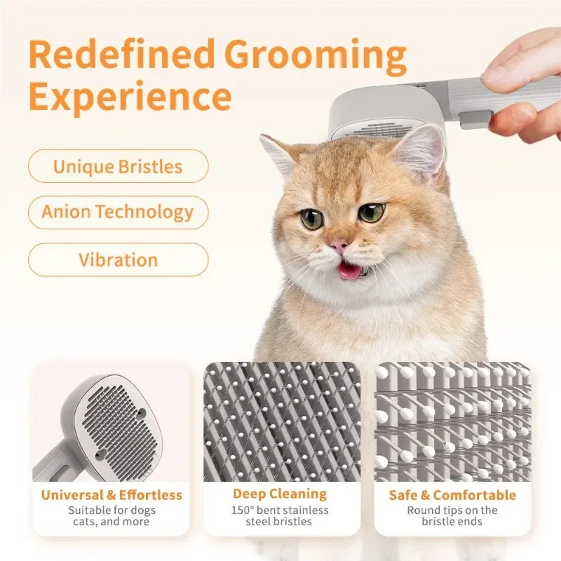 Pet grooming products multi-functional electric vibration massage pet brush cat and dog comb self-cleaning oil brush