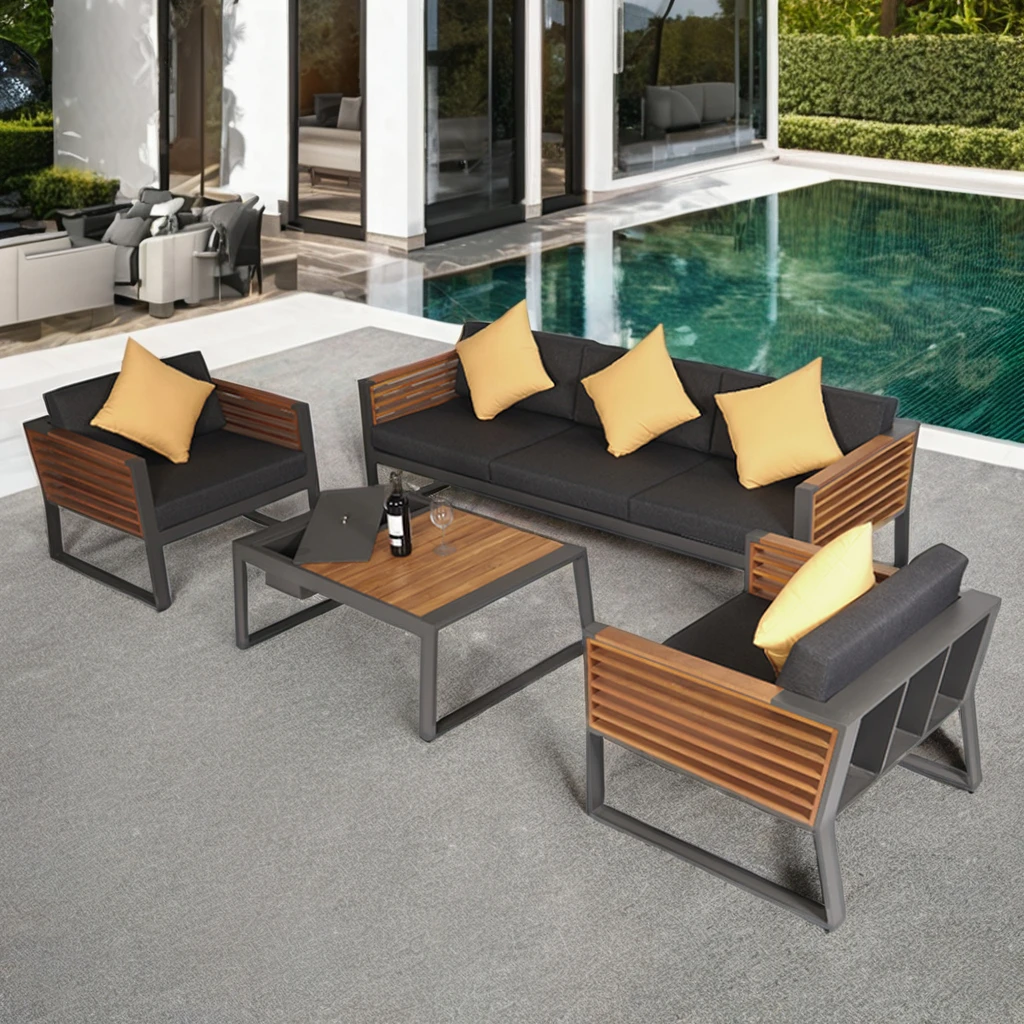 

Luxury Teak Outdoor Furniture Villa Courtyard Garden Sofa Set Resort Balcony Hotel Furniture