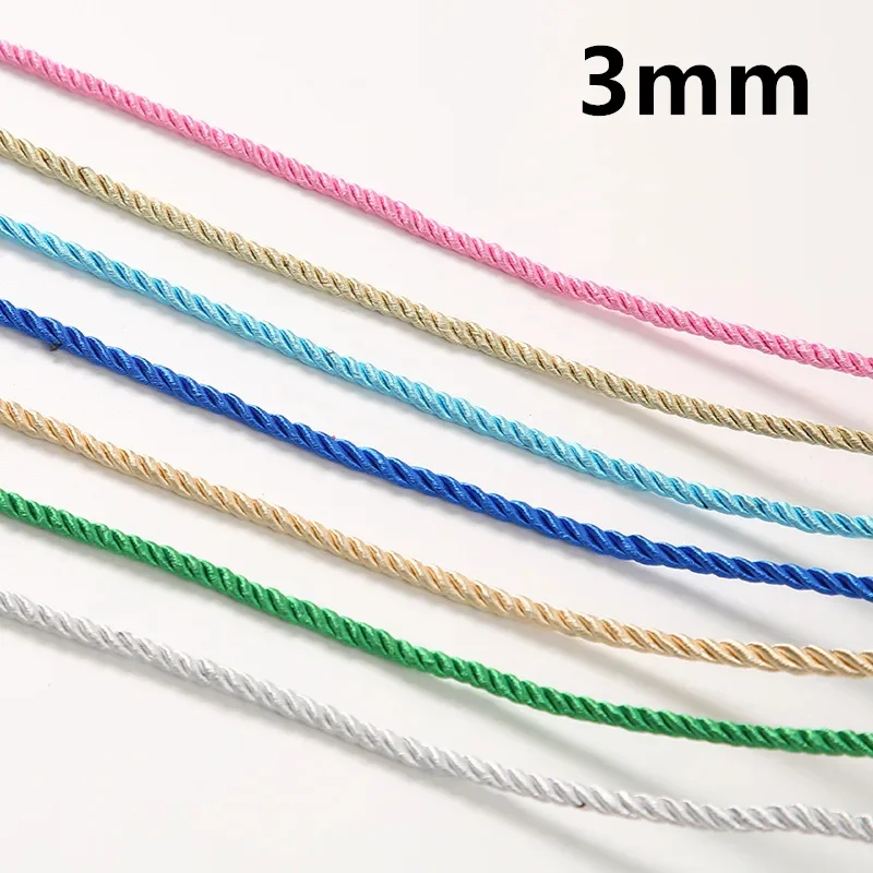 5 Meters/Lot 3/5mm 3 Strands Polyester Rope For Costume Jewelry Gift Box Decoration Rope DIY Handmade Home Textile Decoration