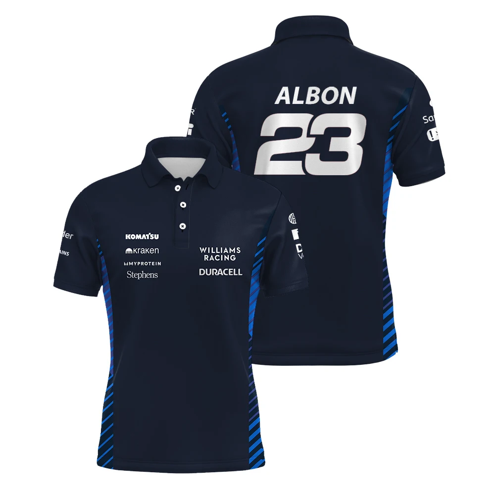 F1 Williams Racing Polo shirt Outdoor Extreme Sports Cycling Suit Alban 23 Sainz 55Fans New Summer Large Size Men's Polo T-shirt image 3