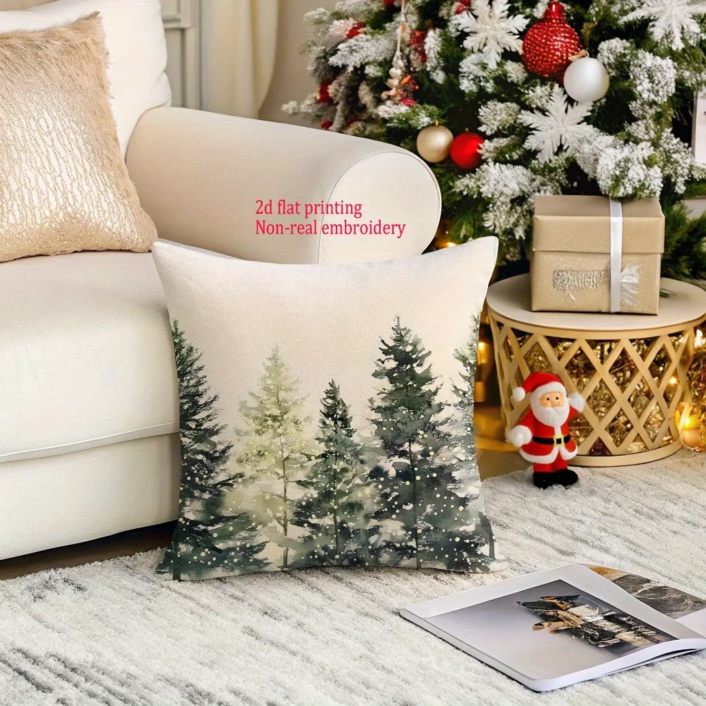 Fundas de almohada con estampado de pino navideño: decoración festa para su hogar, funda de cojín para sofá, decoración del