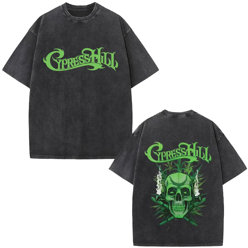 

Washed Vintage Rapper Cypress Hill Graphic T Shirts Skeleton Print T-shirt Men Women Hip Hop Fashion Street Oversized T-shirts