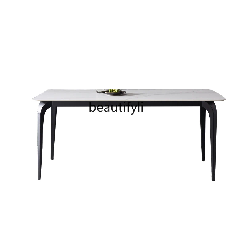 

Plate Dining Tables and Chairs Set Simple Home Rectangular Dining Table Small Apartment Zhongsheng Stone Plate Dining Table