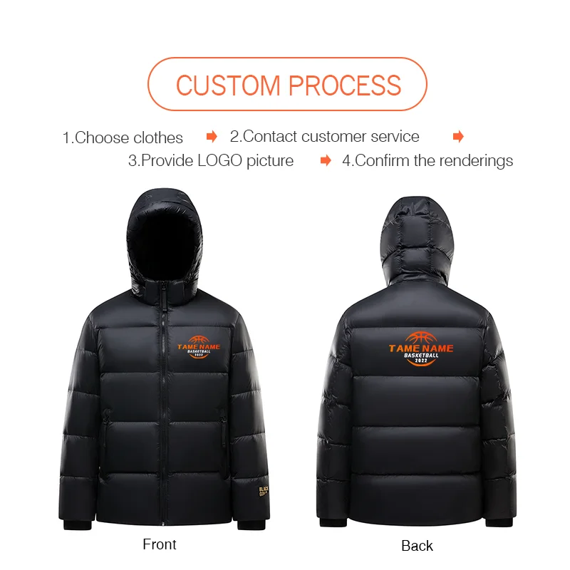 Men's down Jacket custom logo Winter Lightweight padded jackets men's down jacket woman Hooded Short Bread Warm Duck down Coat