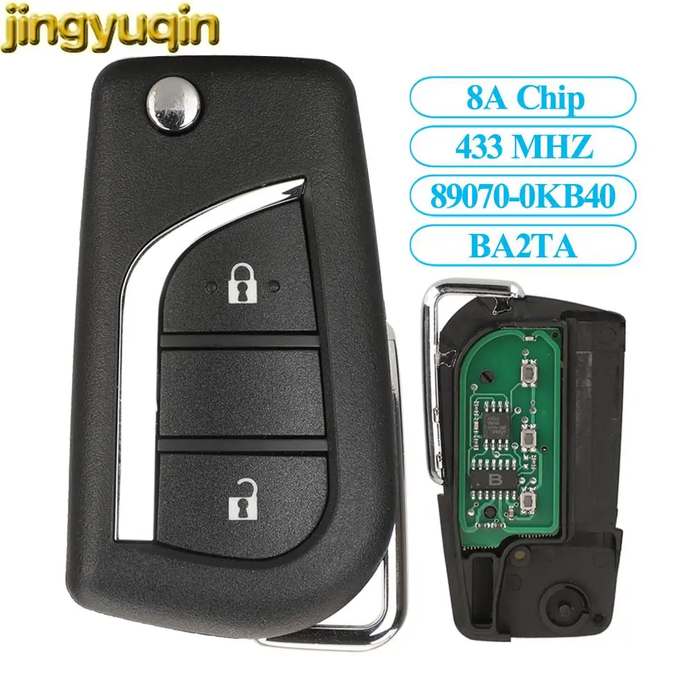 Jingyuqin 2B Car Key Alarm Remote Fob 433MHZ 8A Chip For Toyota Hilux 2015 2016 2017 2018 2019 2020 Yaris 2018-2022 YARis Cross