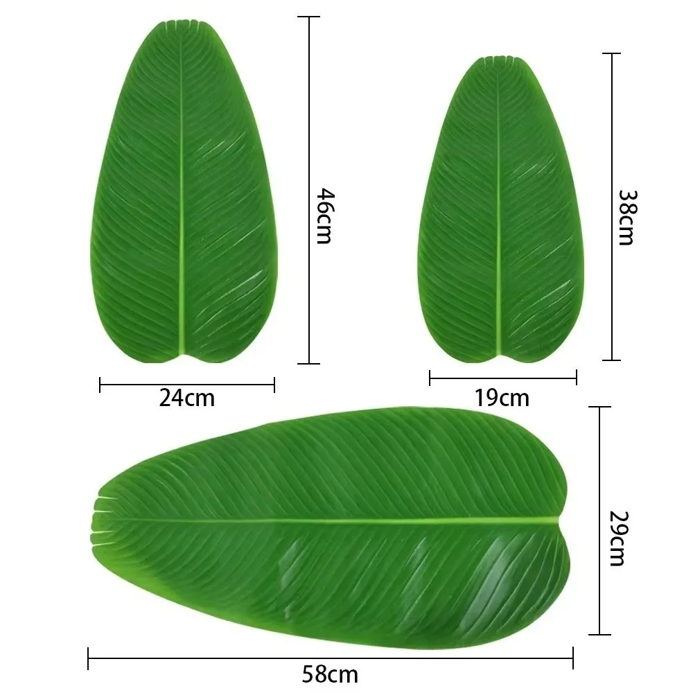 5Pcs Heat Resistant Artificial Banana Leaves Simulation Waterproof Faux Lotus Leaf Coasters Decor Anti Skid Kitchen Placemats view 6