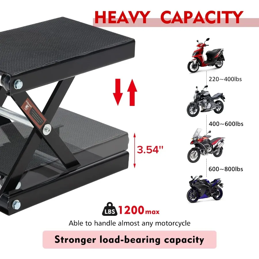 Donext Motorcycle Lift Scissor Jack 1200 LB Capacity Wide Deck Hoist Stand Maintenance Bikes ATVs Garage Repair Center Stand Li