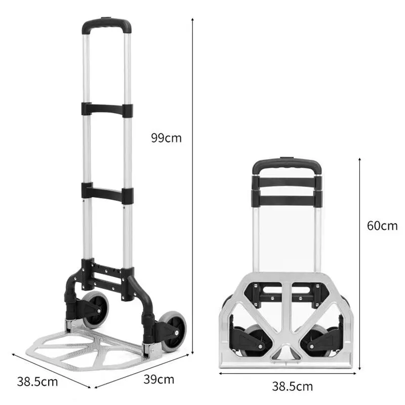 Luggage trolley Wheel Trolley load 75KG Folding Hand Truck Barrow Cart Travel Luggage Shopping Cart Portable Home Use Cart