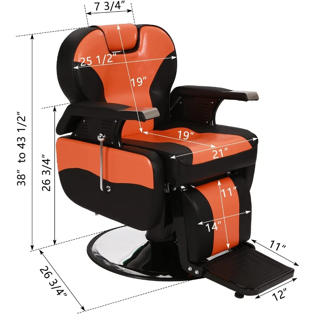 كرسي حلاقة شديد التحمل 360 درجة °   ارتفاع دوار قابل للتعديل يدعم ما يصل إلى 440 رطل لصالونات التجميل في صالون الحلاقة