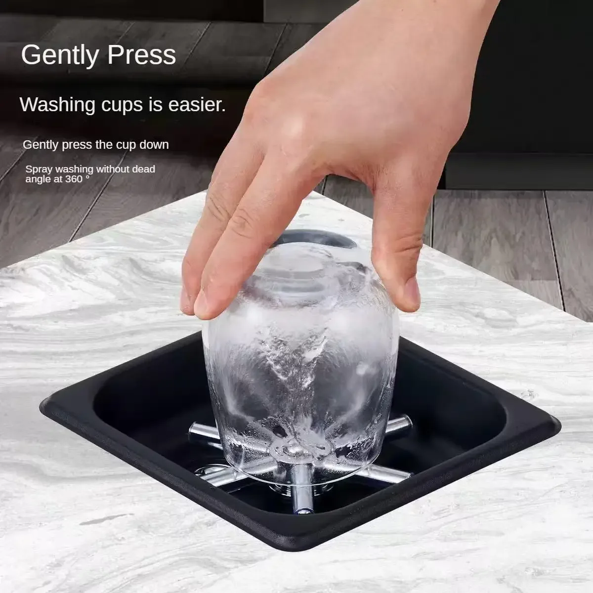 Pitcher Rinser, Automatic Glass Cup Washer, Stainless Steel Coffee Milk Tea Cup Cleaner, for Home Kitchen Hotel Bar Restaurant