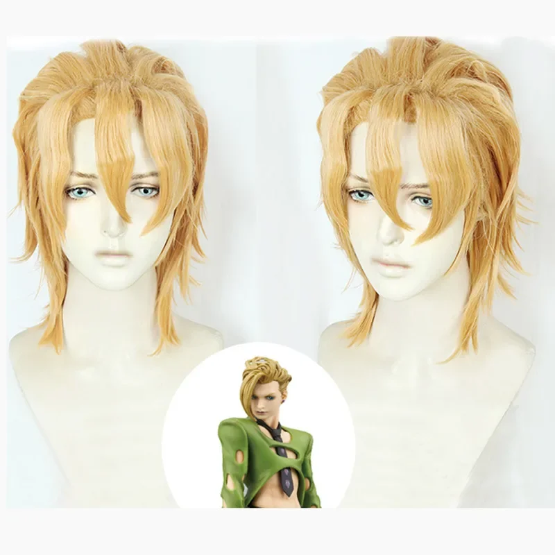 Anime JoJo's Short Blonde Golden Bizarre Adventure Wind Pannacotta Fugo Cosplay Wig Halloween Costume Wigs