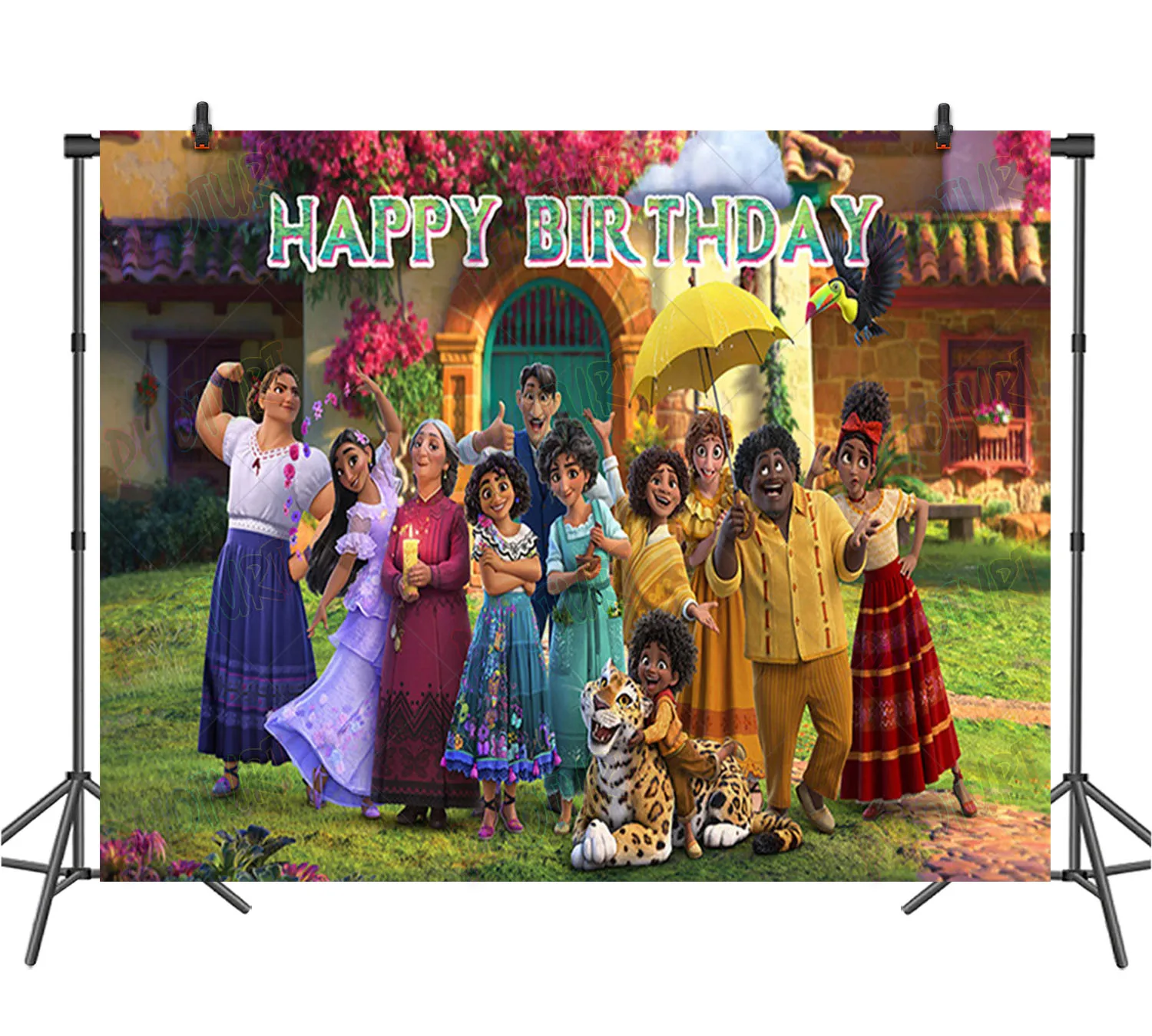 Disney Encanto Backdrop Kids Birthday Decoration Background Magic House Mirabel Family Vinyl Polyester Photography Decor Props