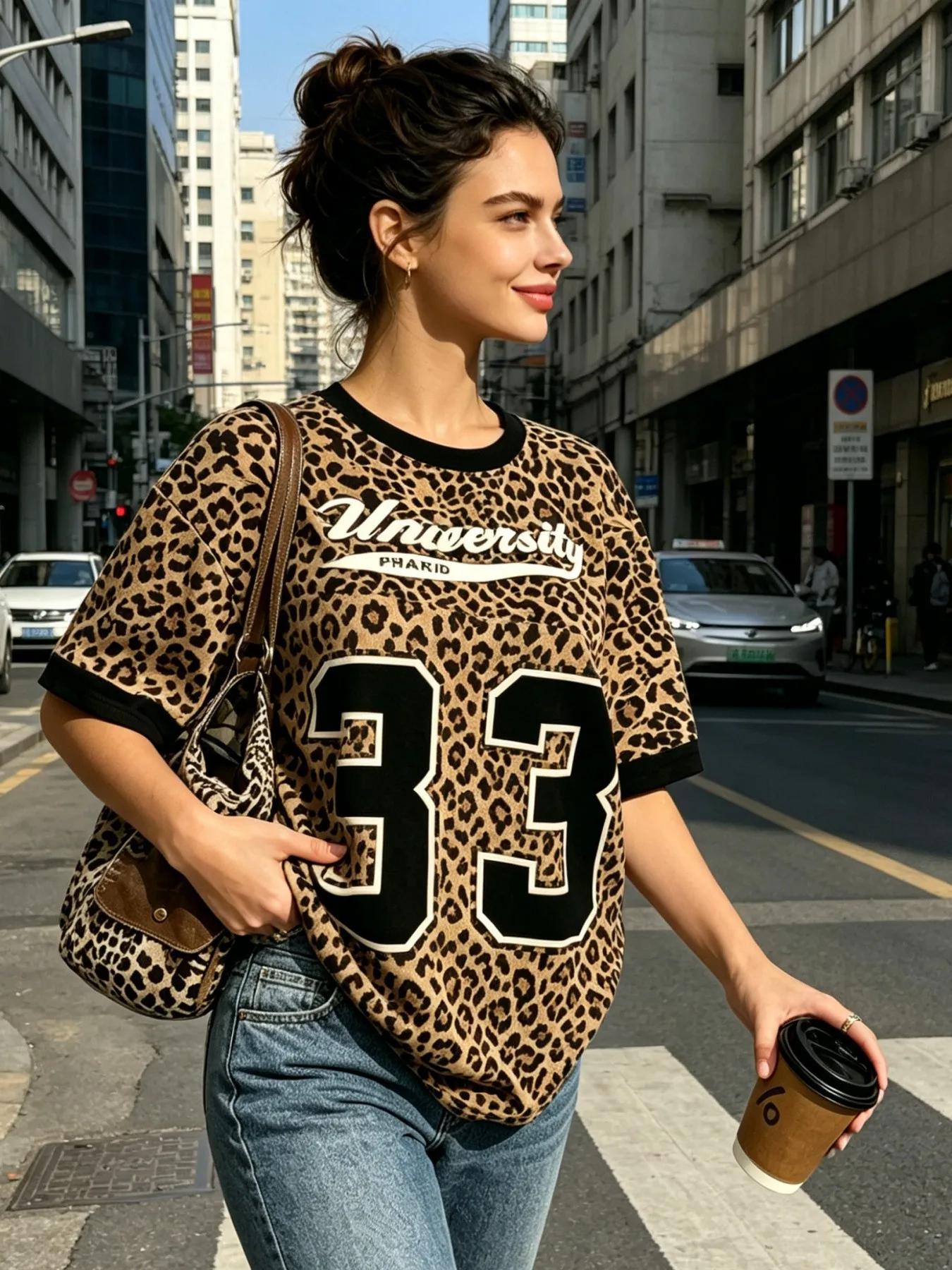 2026 Summer New Fashionable Casual Comfortable Versatile 3D Leopard Print Digital Printing Women's T-shirt
