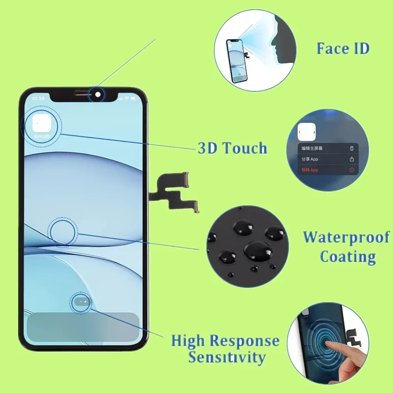 NCZOBOE-digitalizador de pantalla táctil AAA + para iPhone X, XR, XS MAX, LCD, 12, 13 Pro, 11 Pro Max, 12 Pro Max, 12, 13 Mini, 14