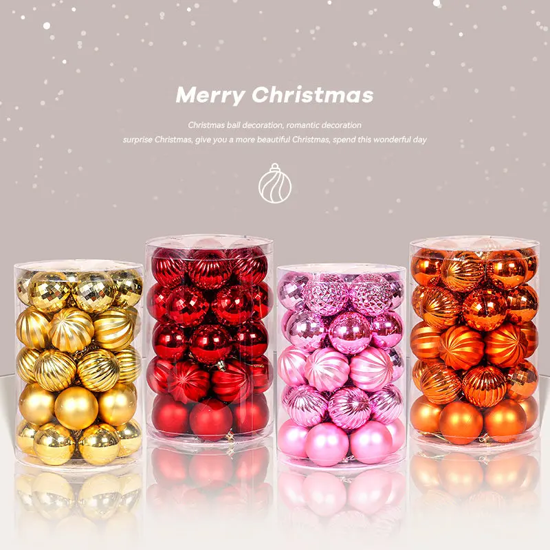 Portable Barrel Packed 6cm Round Hanging Balls for DIY matching decoration of various indoor Christmas decorative scenes