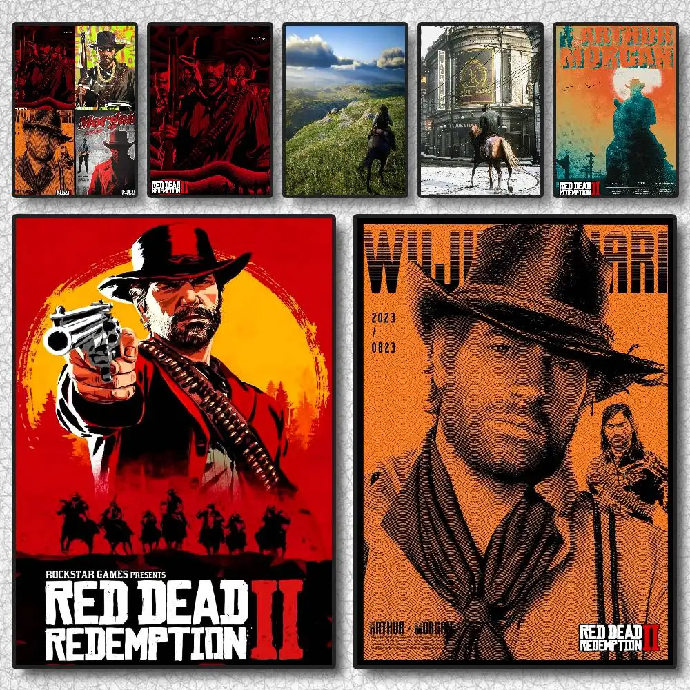 ملصق R-Red Dead R-RedemptionS عالي الدقة جدار لاصق مقاوم للماء لغرفة المعيشة المنزلية وغرفة النوم والديكور الجمالي