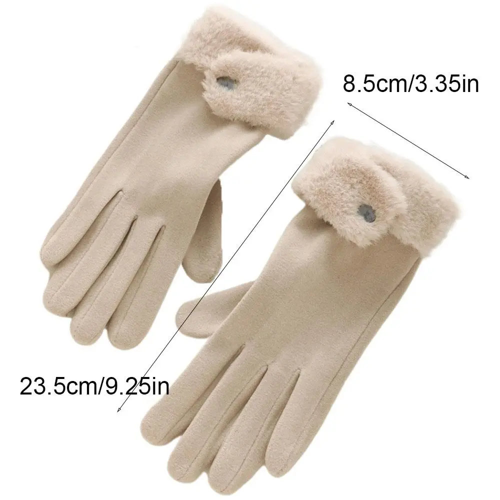 All-Match-Samthandschuhe, dicker Touchscreen, Winterhandschuhe, koreanischer Stil, einfarbig, Damenhandschuhe