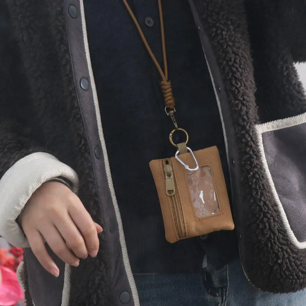 

Solid Color Hanging Neck Coin Purse Multifunctional Earphone Hanging Neck Wallet Keys Cards Oxford Cloth Small Storage Bag
