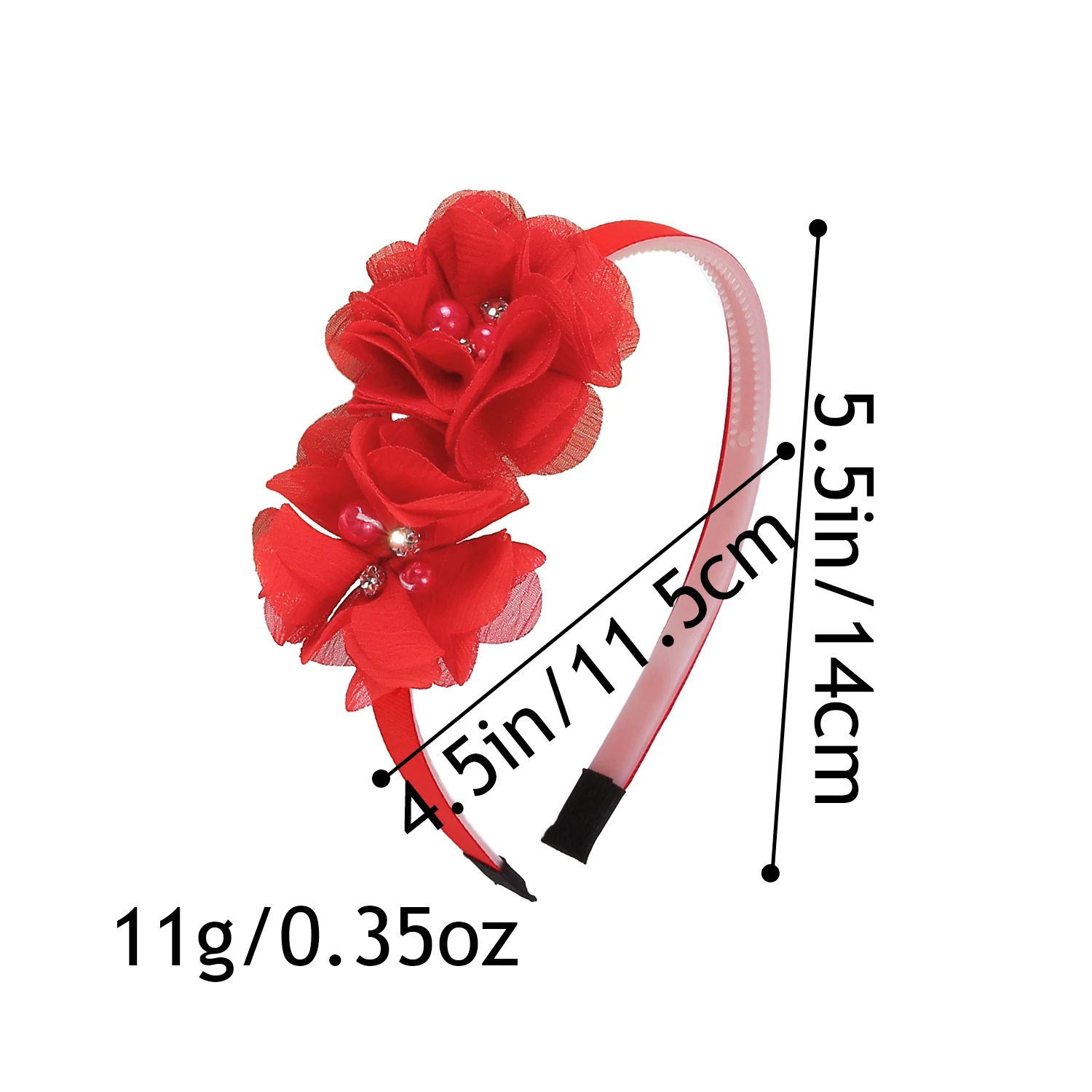 5 قطع من عصابات الرأس البلاستيكية على شكل زهرة شيفون لطيفة، عصابات رأس للفتيات، ملابس يومية، إكسسوارات شعر للفتيات الصغيرات #6