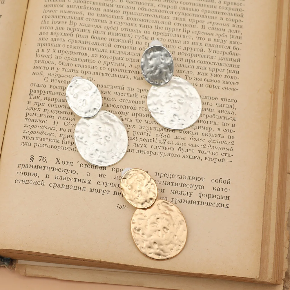 Vintage Gold Silver Color Geometric Big Round Clip on Earrings for Women Girl Hollow Ear Clip Without Piercing Fashion Jewelry