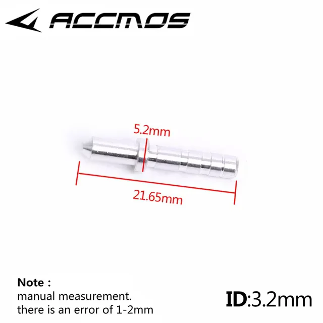 ACCMOS 36 stücke ID 3,2/4,2/5,2/6,2/8,0mm Aluminium Pin Nocken DIY Bogenschießen pfeil welle Zubehör 10