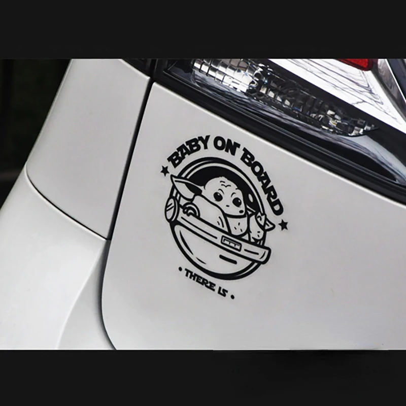 “Baby on Board” Car Decals Sticker Waterproof Reflective Cartoon Decal Sticker to Apply to the Car Black/Silver