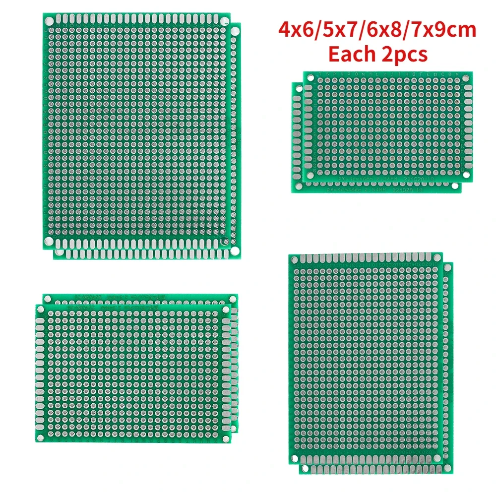 8PCS Double Sided PCB Board 4x6cm 5x7cm 6x8cm 7x9cm Each 2pcs Pcb Prototype Board DIY Electronics