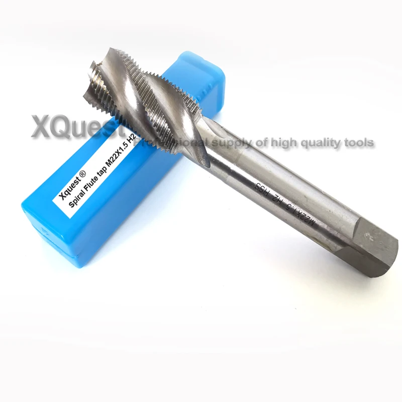 XQuest HSS Machine Spiral Flute tap M22 M22X2.5  Right Hand Fine Thread screw Fluted taps M22X2 M22X1.5 M22X1 cutting tools