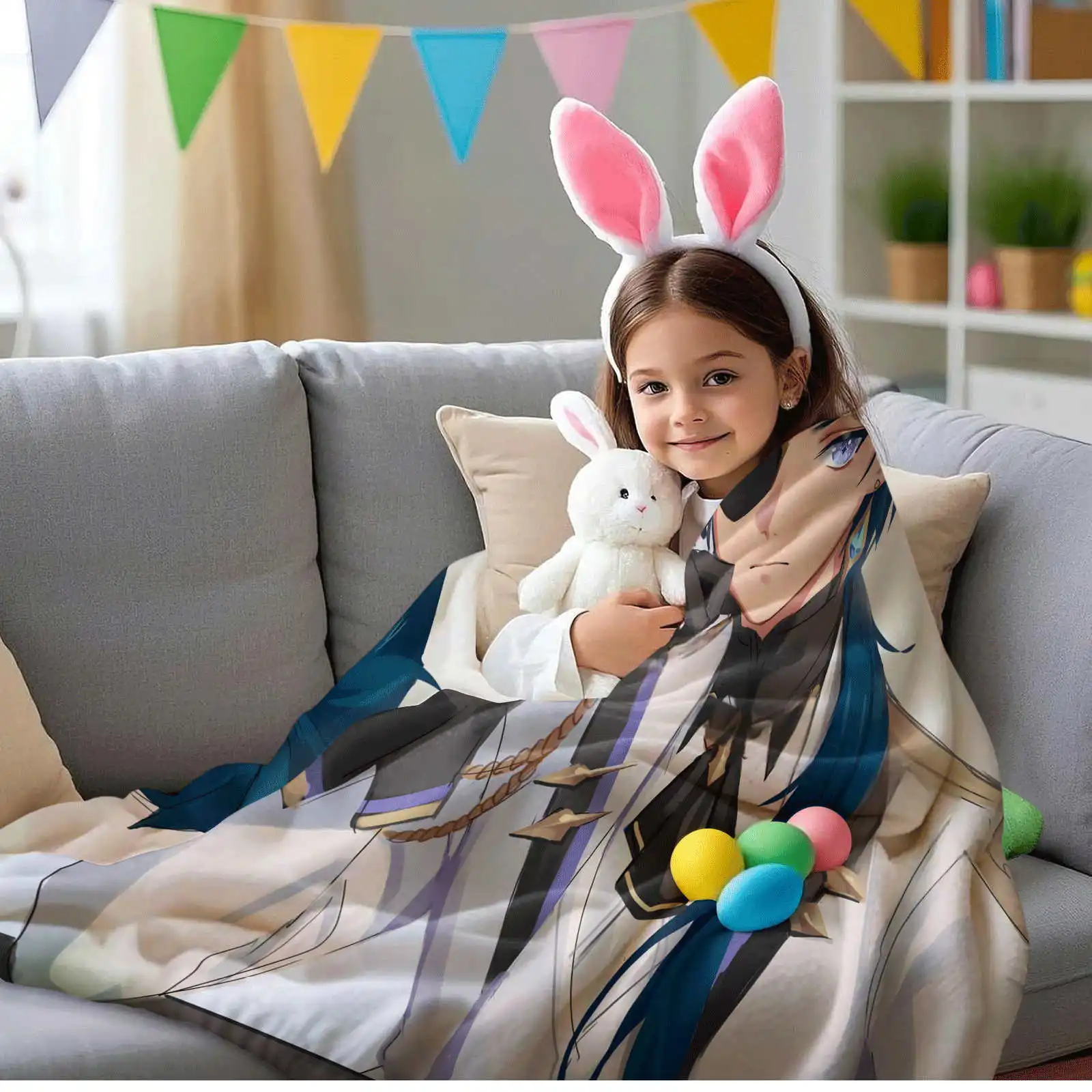 Kaeya Game Cartoon Soft Plush BlanketFlannel Blanket Throw Blanket for Living Room Bedroom Bed Sofa Picnic Cover Kids