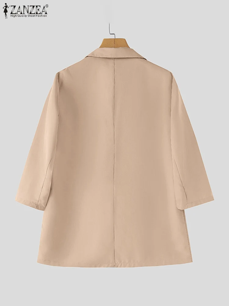 Frauen Revers Hals 3/4 Ärmel dünne Mäntel Herbst elegant ol Arbeit Blazer 2024 Zanzea lässig solide Pendler Jacken Lady Tops Shirt