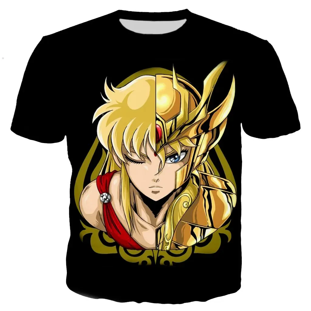 Camiseta de Saint Seiya para hombre, camisetas de moda, camisetas de Hip Hop para niños, Camiseta con estampado 3d de Anime, camisetas gráficas de