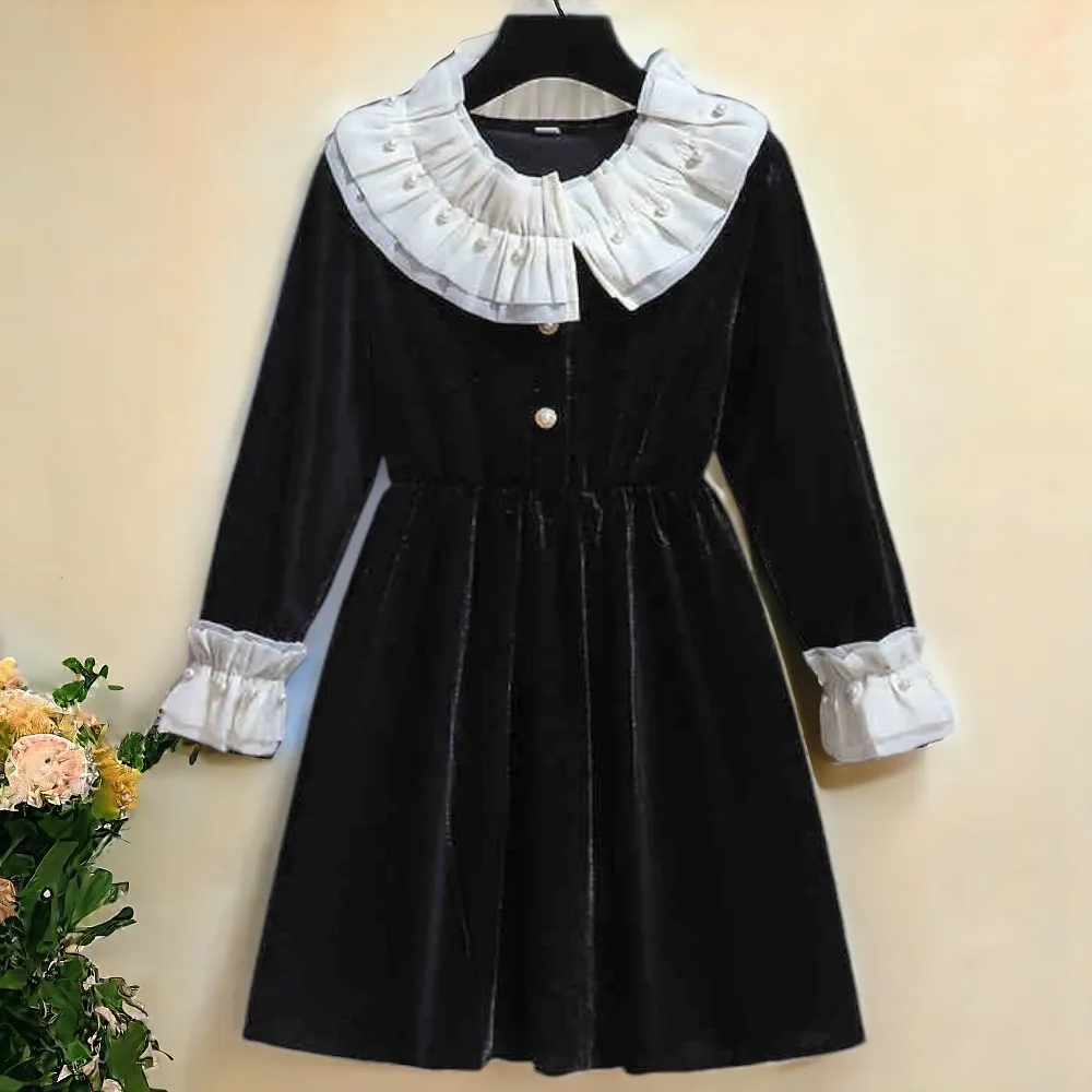 Kids Party Dresses for Girls Clothes Teenagers Beige Elegant Dress Long Sleeve Autumn Children Baby Costumes 6 8 10 12 13 Years