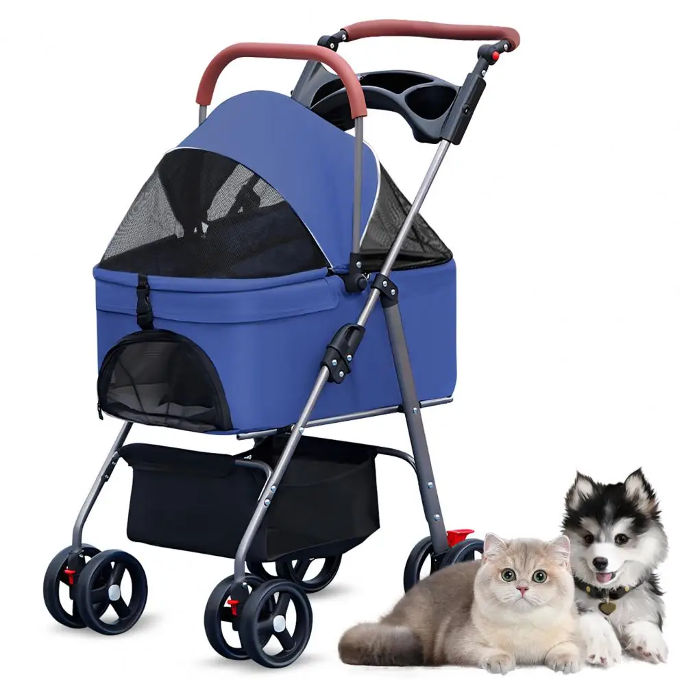 2 in 1 Pet Stroller, Folding Dog Stroller, Pet Folding Stroller, 4 Wheels Dog/Cat Puppy , Removable Travel Carrier for Small/Med