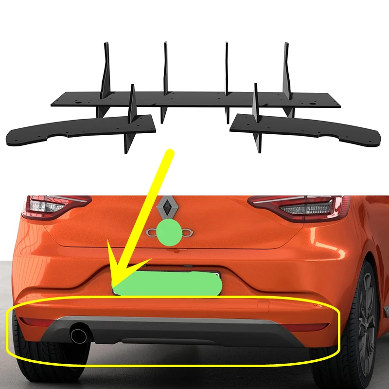 

Use For Renault Clio 2019 2020 Year Rear Diffuser Bumper Lips Spoiler Splitter Body Kit Accessories