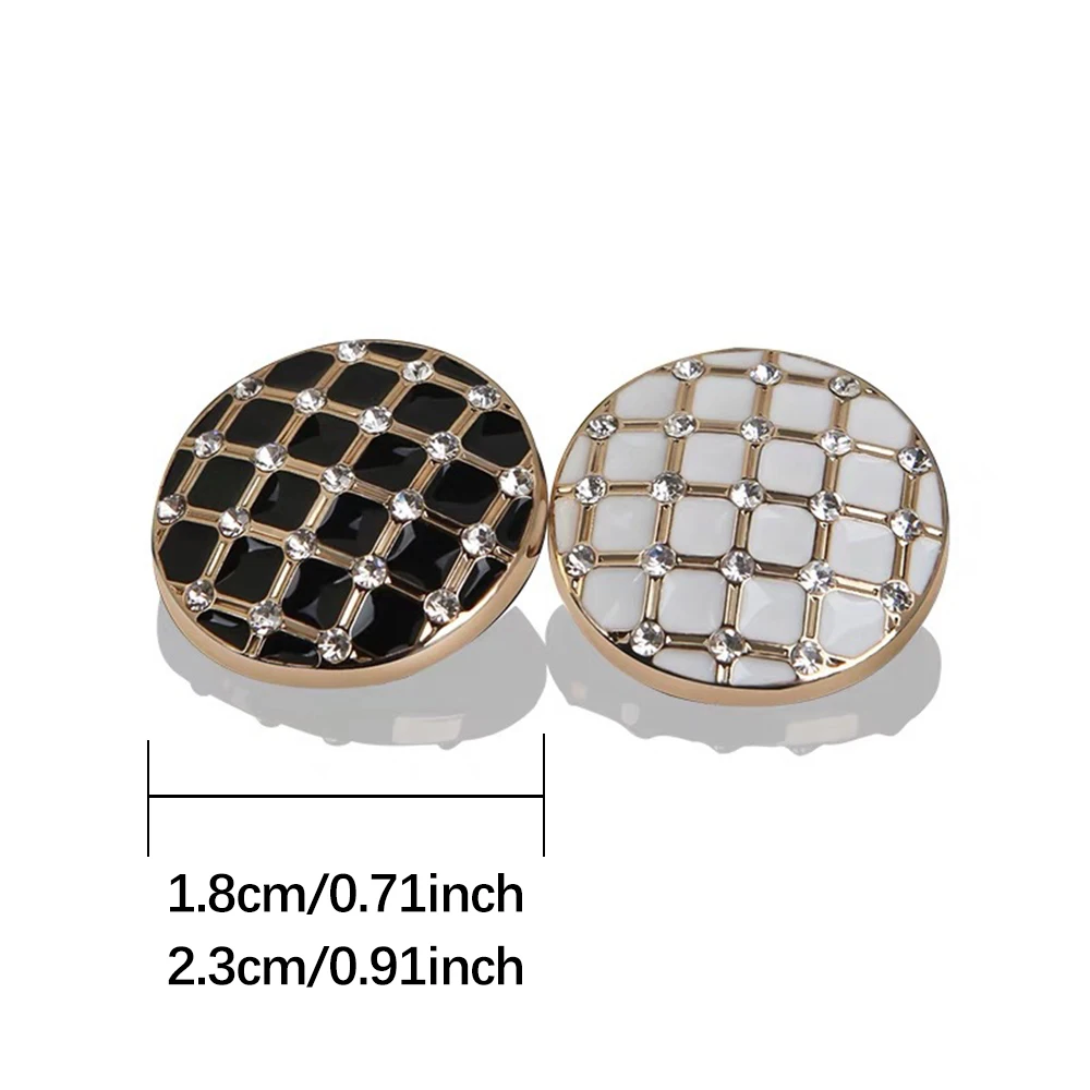 10 Pieces/set High-grade Rhinestone Grid Design Round Metal Buttons Jacket Suit Coat Dress Cardigan