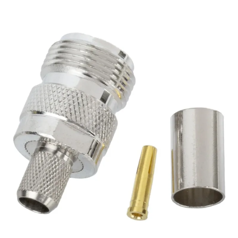 N Female Crimp Connector N-Type RF Coaxial Jack for 5D-FD LMR300 Coax Cable 50 Ohm Nickel Plated
