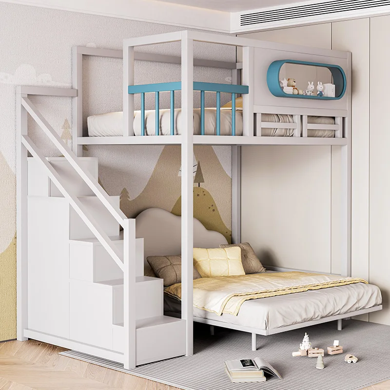 

Wrought iron elevated bed raised single bed second floor suspended metal bed frame small apartment children duplex loft second f