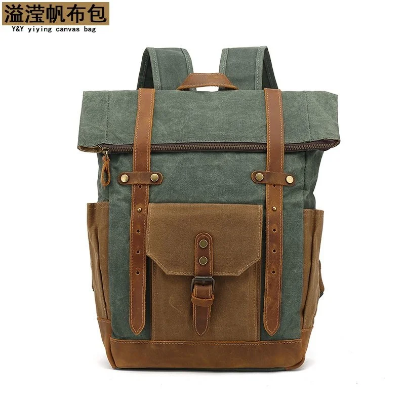 

Fashion Backpack Leather Canvas Men School Bag Military Women Rucksack Male Knapsack Bagpack Mochila