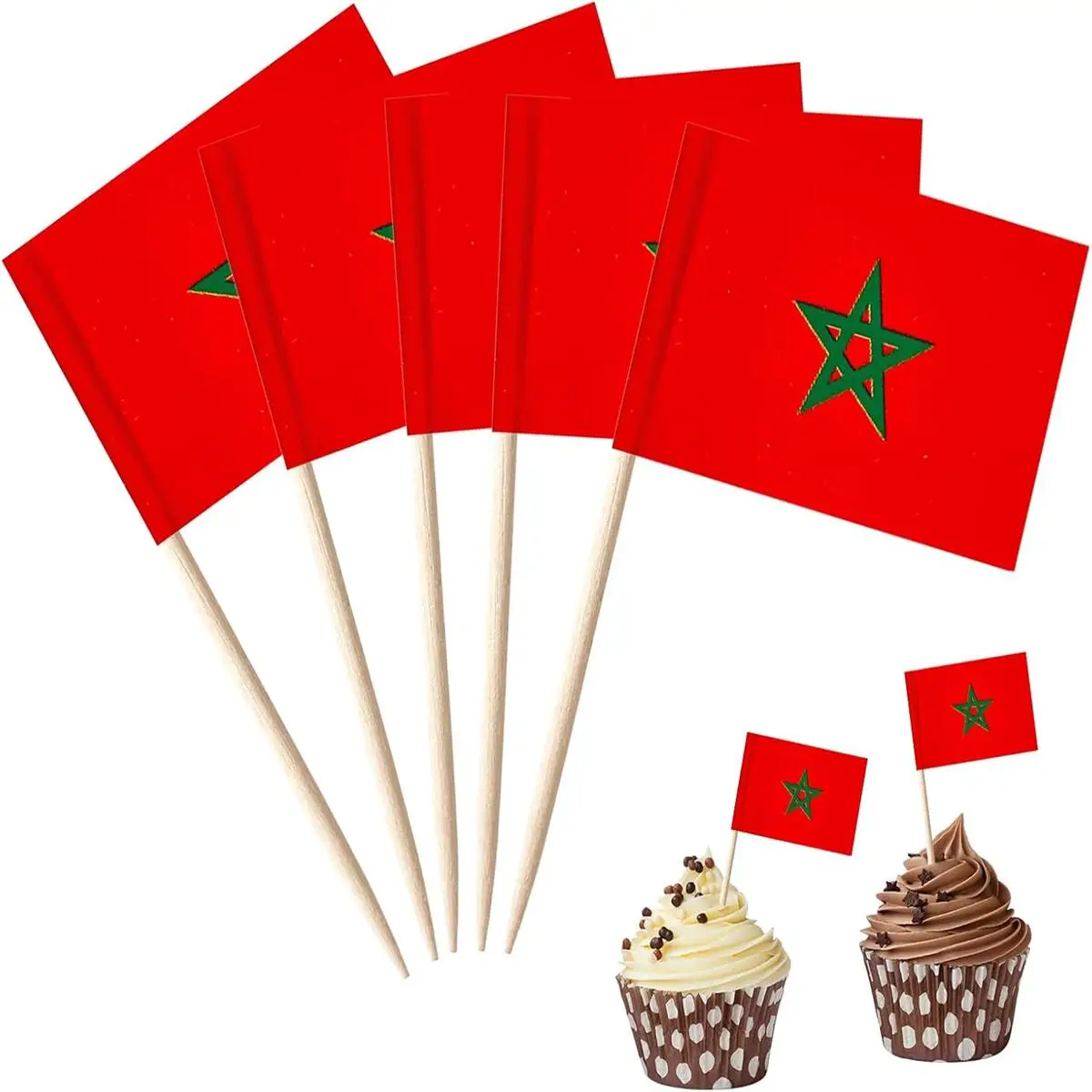 500Pcs/Lot Morocco Toothpick Flags Paper Food Picks Cake Toothpicks Cupcake Toppers Fruit Cocktail Sticks Decoration Toothpicks